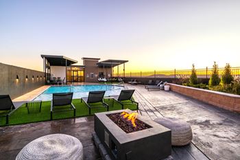 Chic Fireside Lounge with  Gorgeous Downtown Tulsa Views